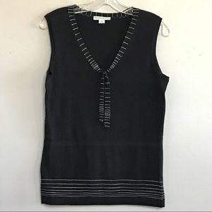 PENDLETON sz S BLACK SWEATER W SILVER PIN STRIPES